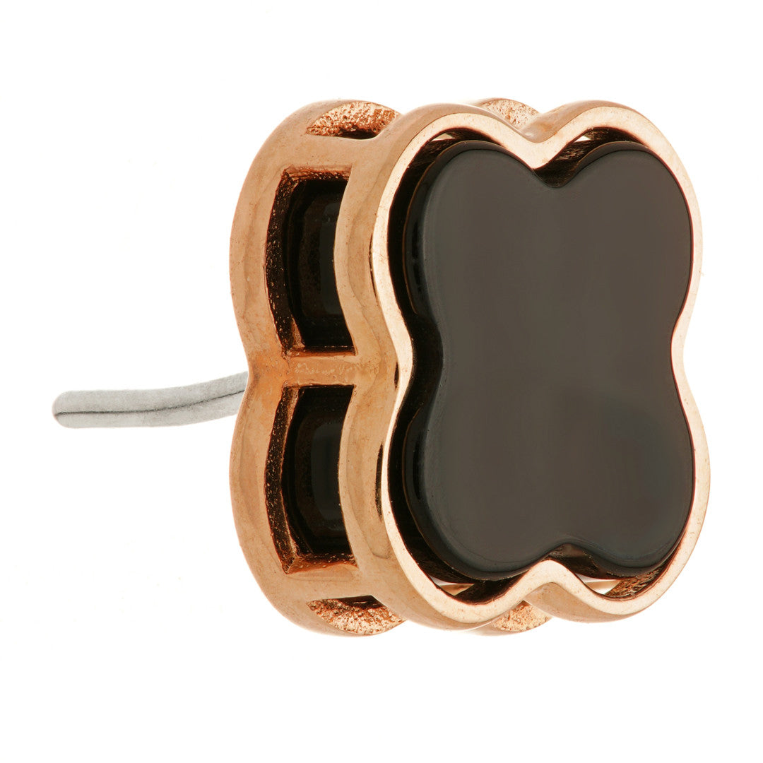 TL - 14ct Gold Threadless Black Onyx Clover Pin Attachment
