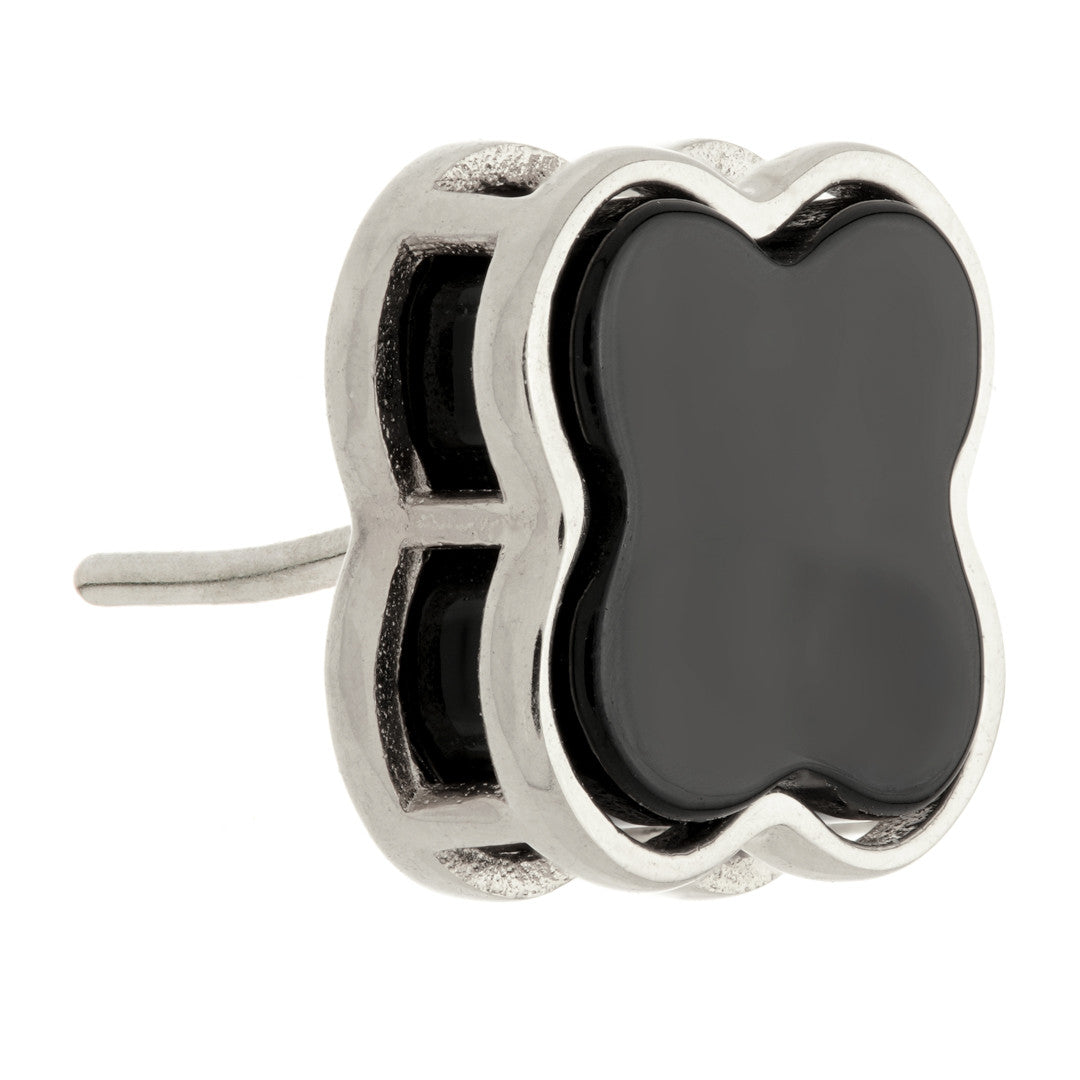 TL - 14ct Gold Threadless Black Onyx Clover Pin Attachment