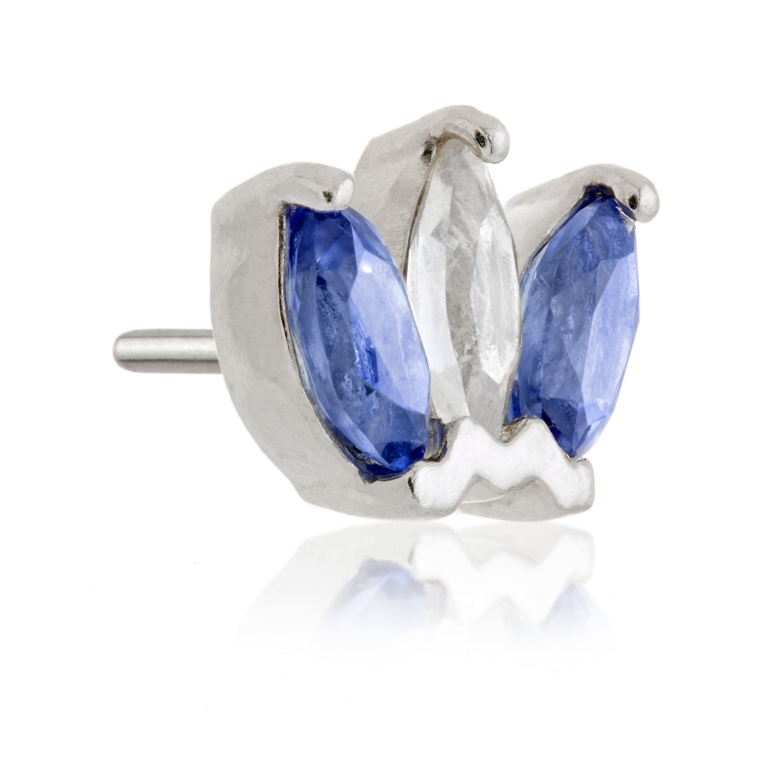 TL - 14ct Gold Semi-Precious Marquise Triple Gem Pin Attachment