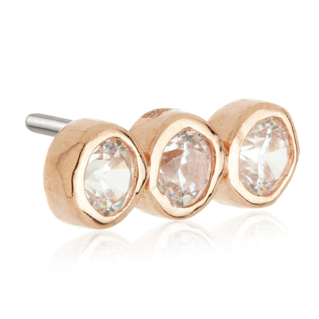 TL - 14ct Threadless Gold Straight Triple Gem Attachment