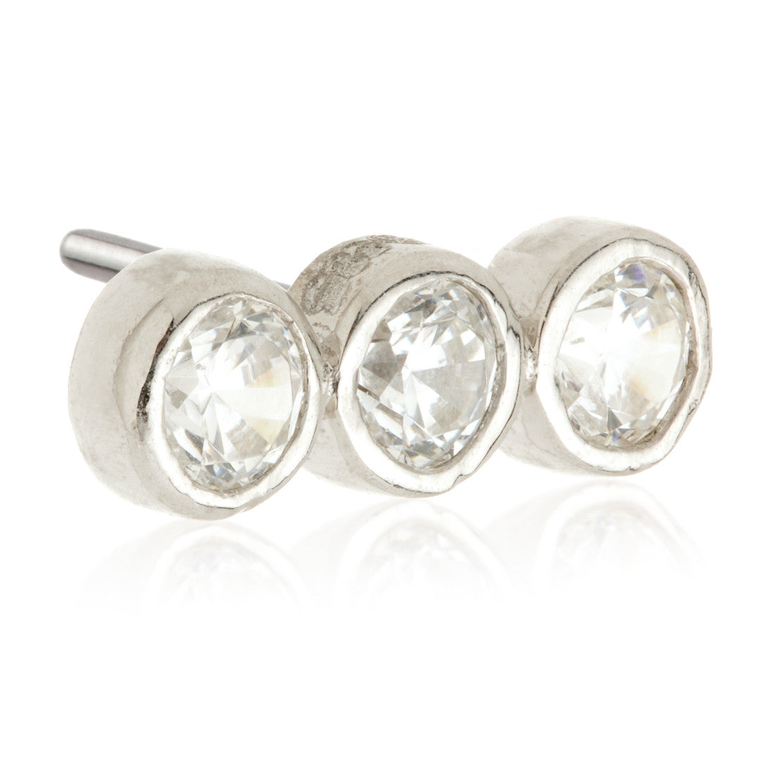 TL - 14ct Threadless Gold Straight Triple Gem Attachment