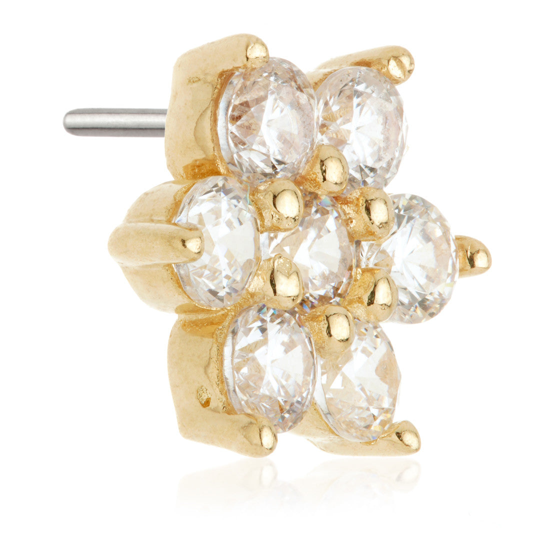 TL - 14ct Threadless Gold Jewelled Flower Pin Attachment