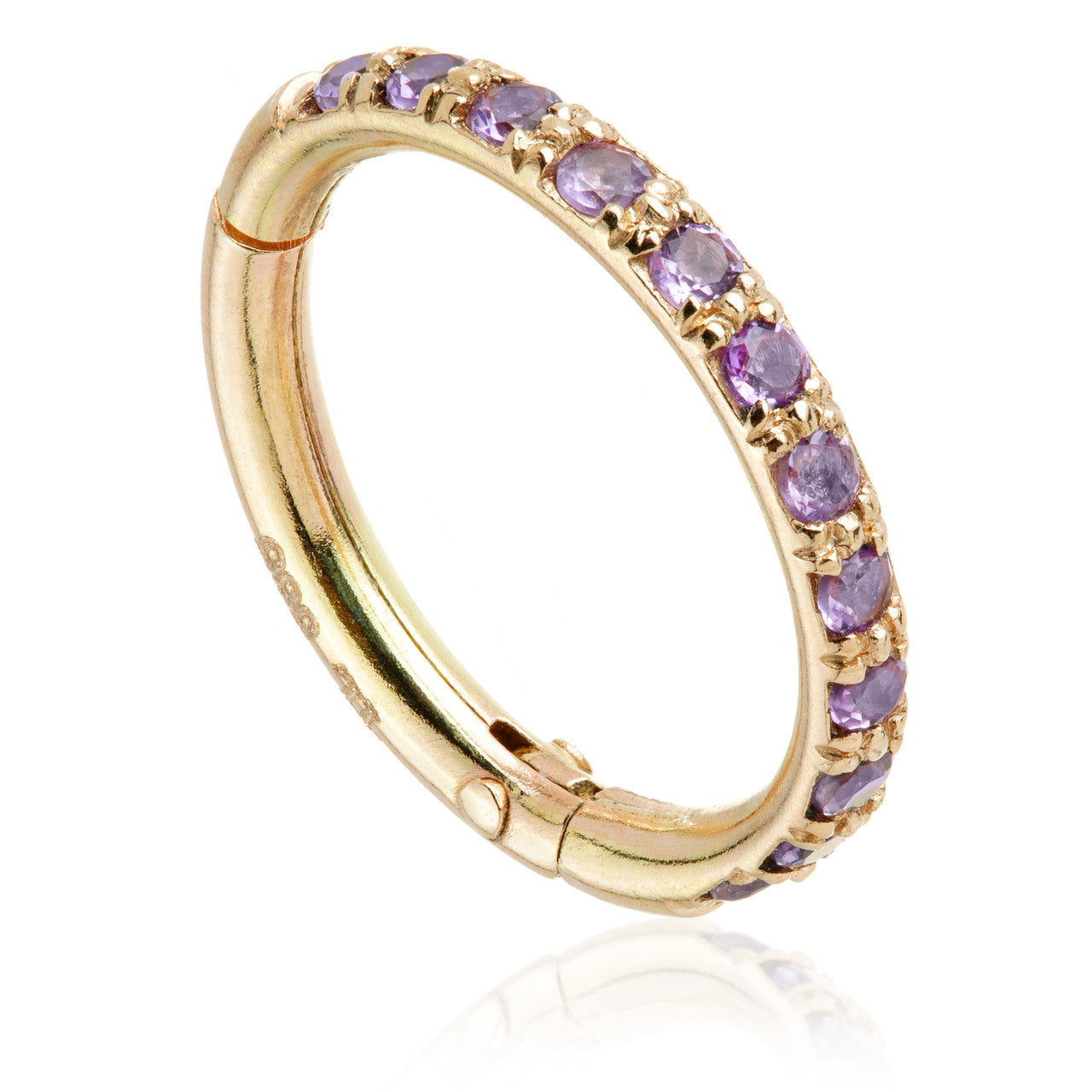 TL- 14ct Gold Full Pave Amethyst Hinge Ring
