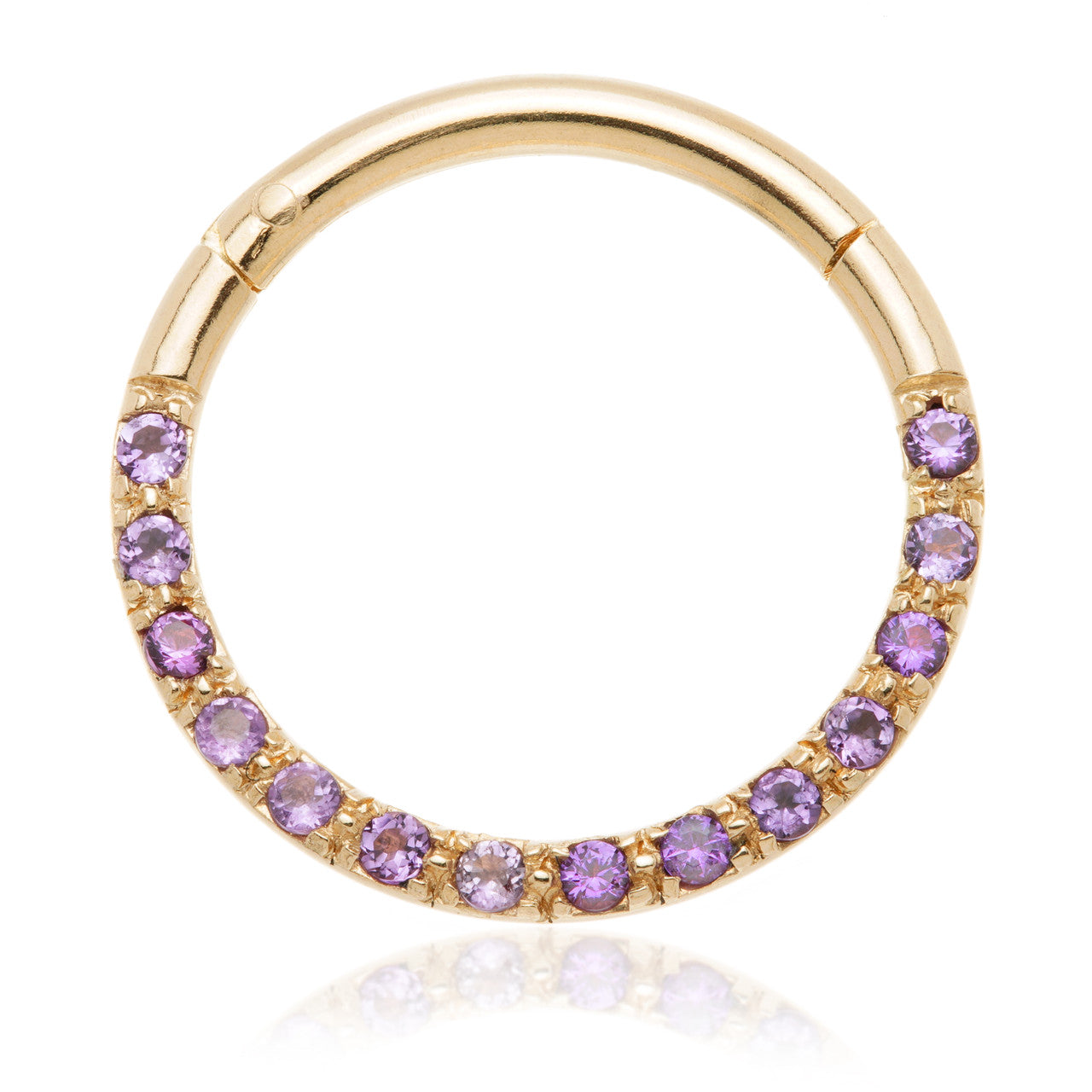 TL- 14ct Gold Front Facing Pave Amethyst Hinge Ring