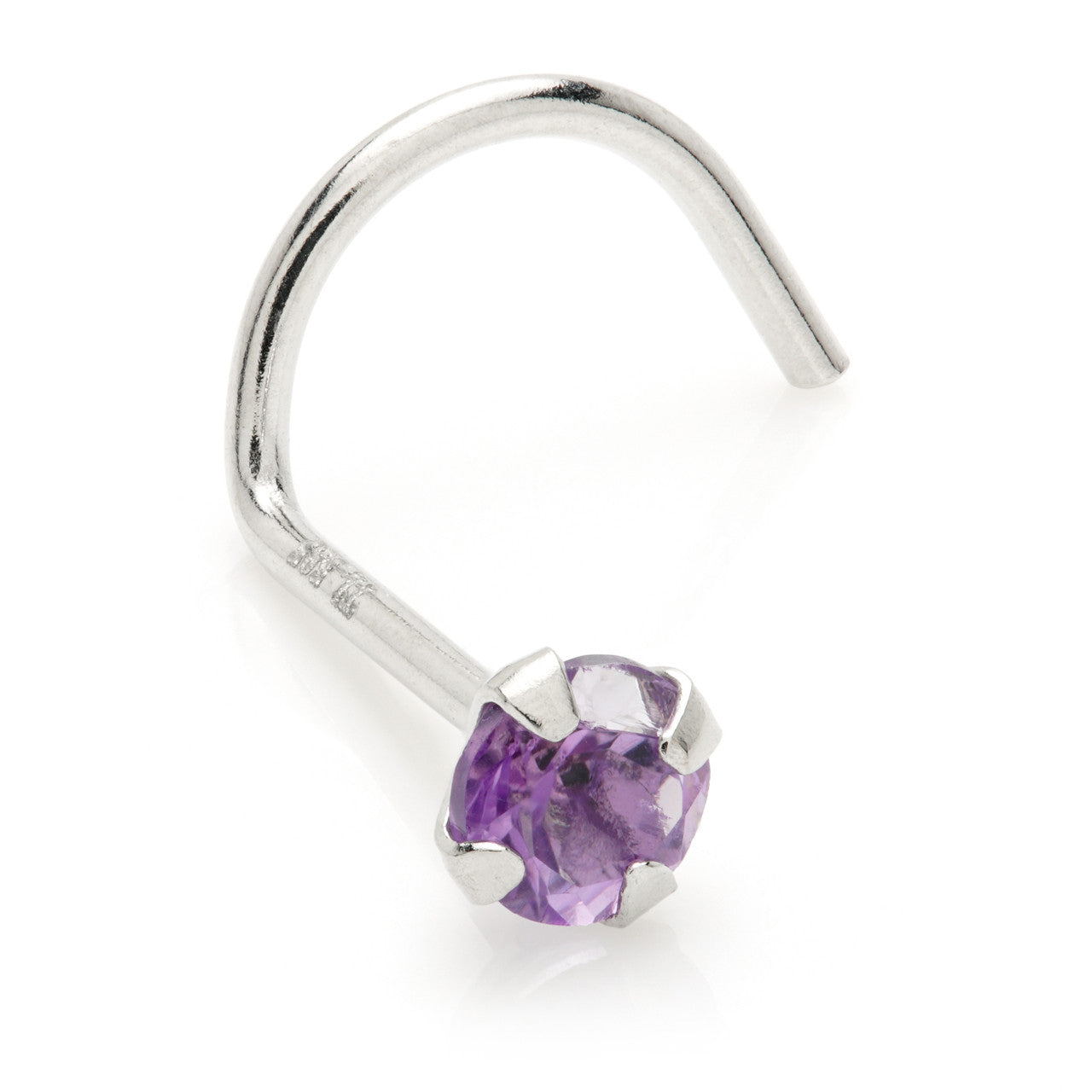 TL - 14ct Gold Prong Set Amethyst Nose Stud