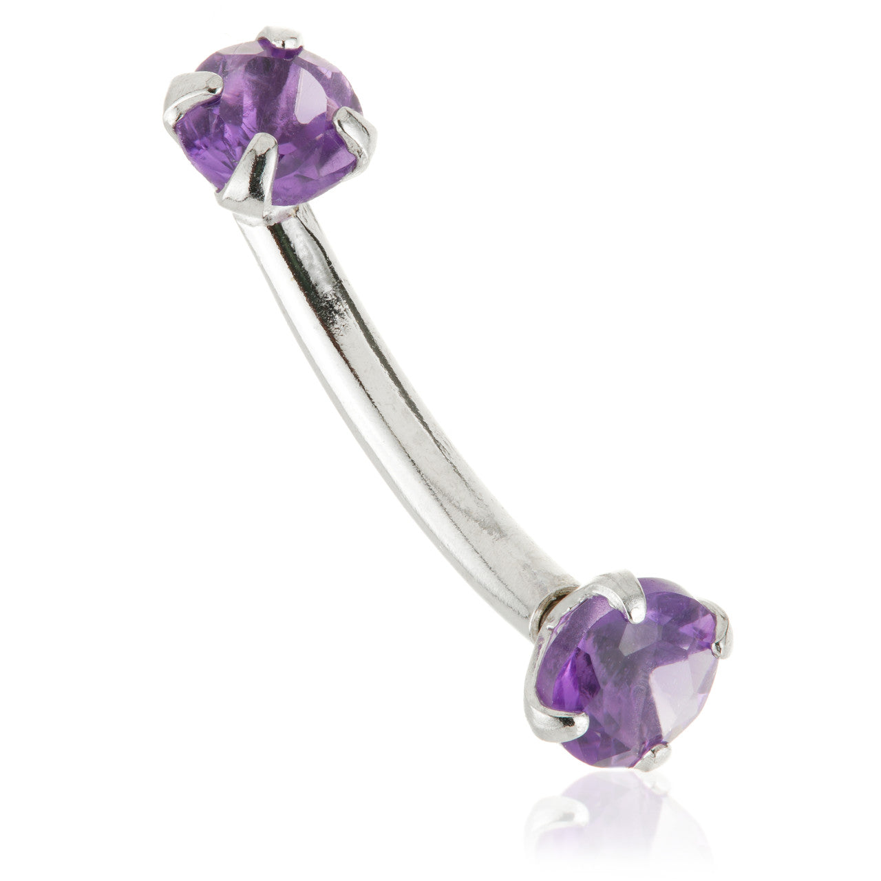 TL - 14ct Gold Double Amethyst Prong Set Rook Bar
