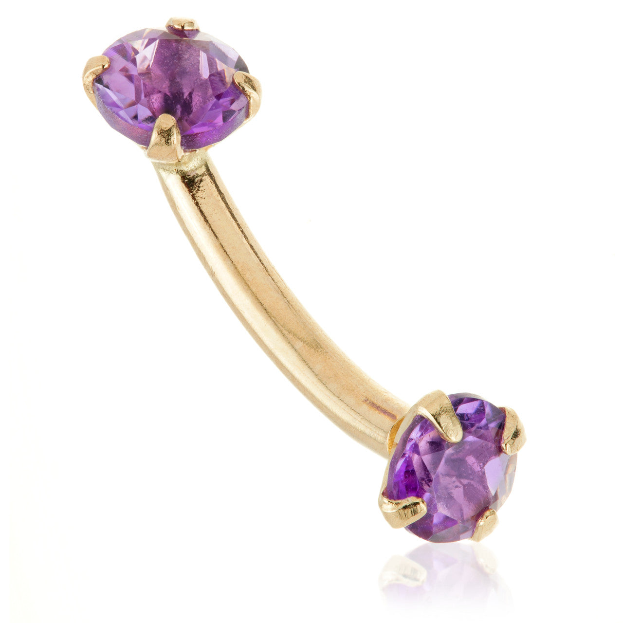 TL - 14ct Gold Double Amethyst Prong Set Rook Bar