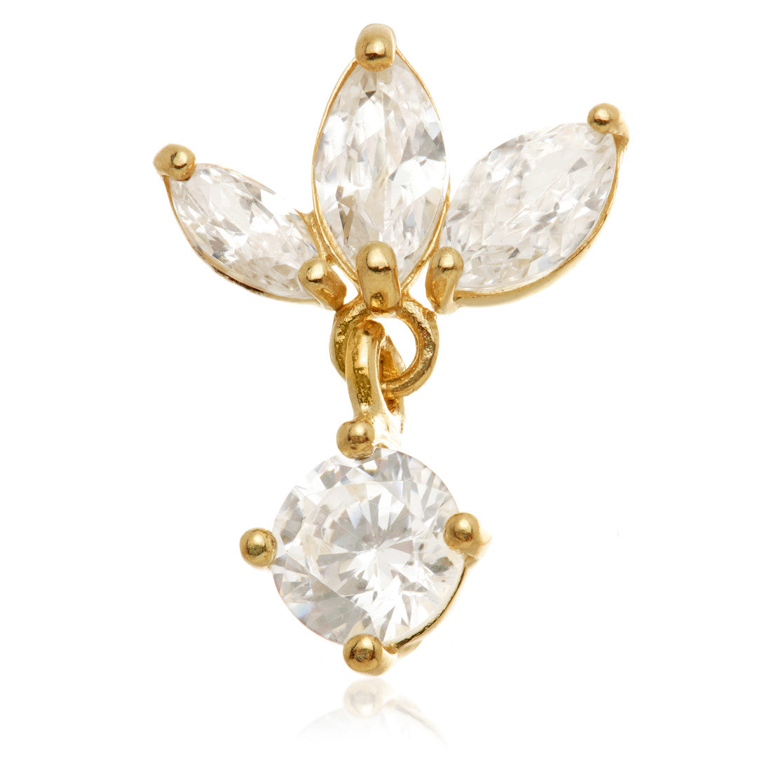 14ct Internal Gold Jewelled Marquise Attachment With Hanging Gem