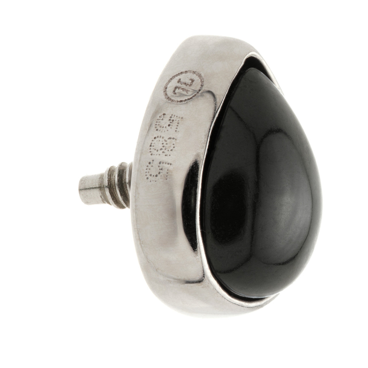 TL - 14ct Gold Internal Black Agate Cabochon Pear Attachment
