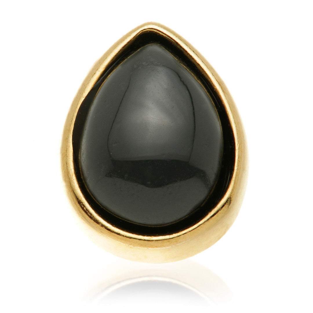TL - 14ct Gold Internal Black Agate Cabochon Pear Attachment