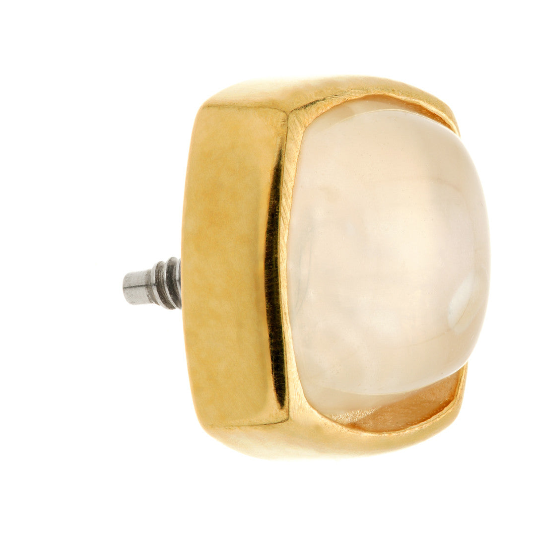 TL - 14ct Gold Internal White Moonstone Cabochon Cushion Attachment