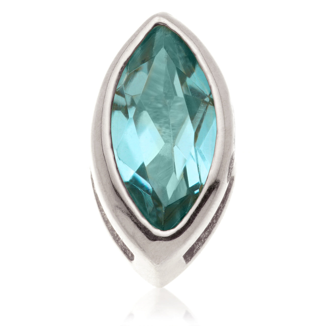 TL - 14ct Gold Threadless London Blue Topaz Marquise Pin Attachment