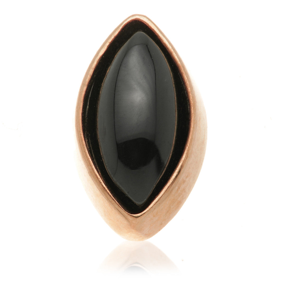 TL - 14ct Gold Threadless Black Agate Cabochon Marquise Pin Attachment