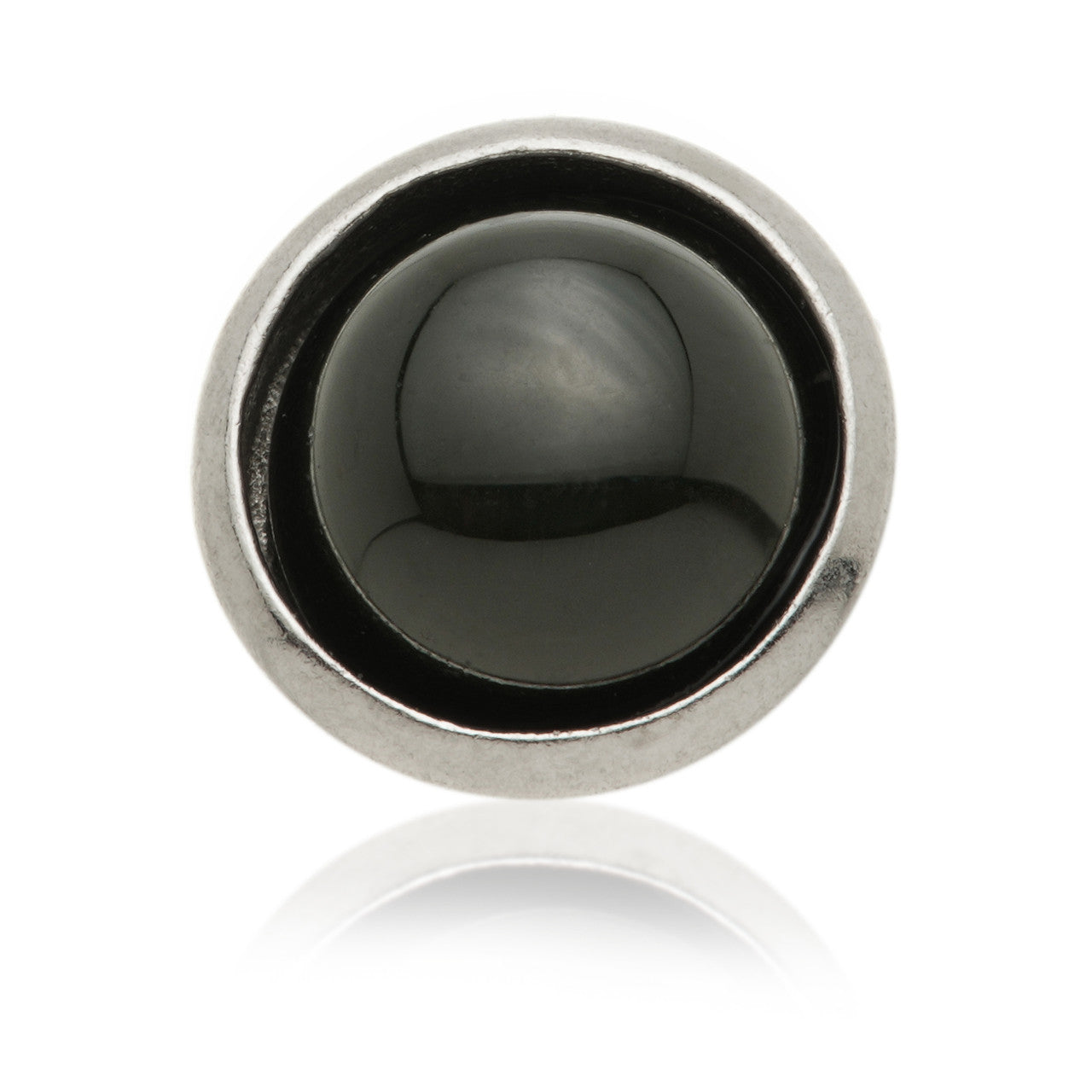 TL - 14ct Gold Threadless Black Agate Cabochon Bezel Pin Attachment