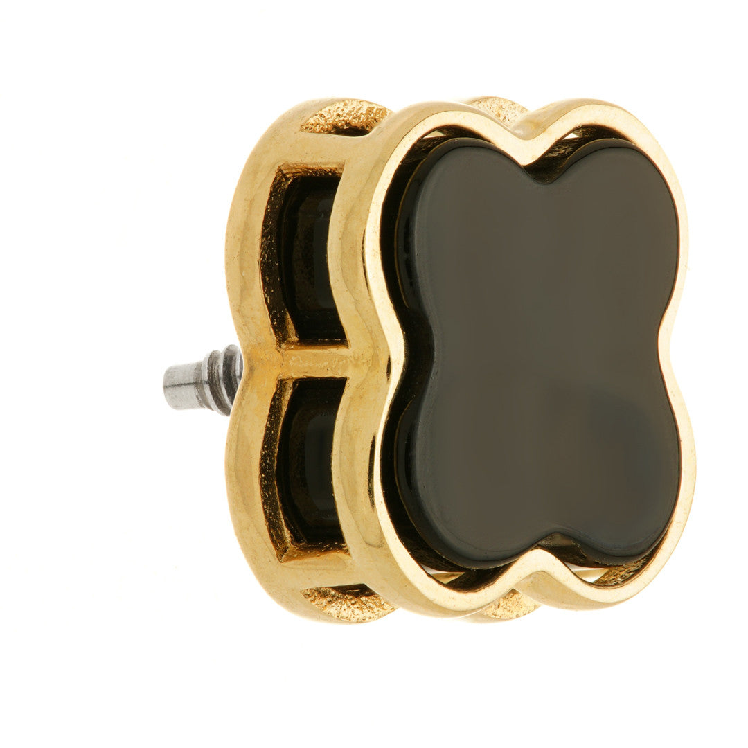 TL - 14ct Gold Internal Black Onyx Clover Attachment