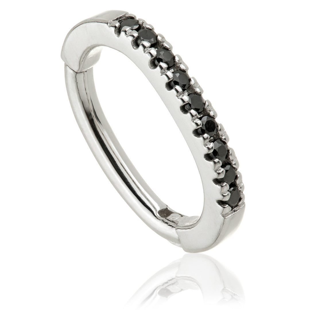 TL - Gold Black Spinel Pave Oval Rook Ring