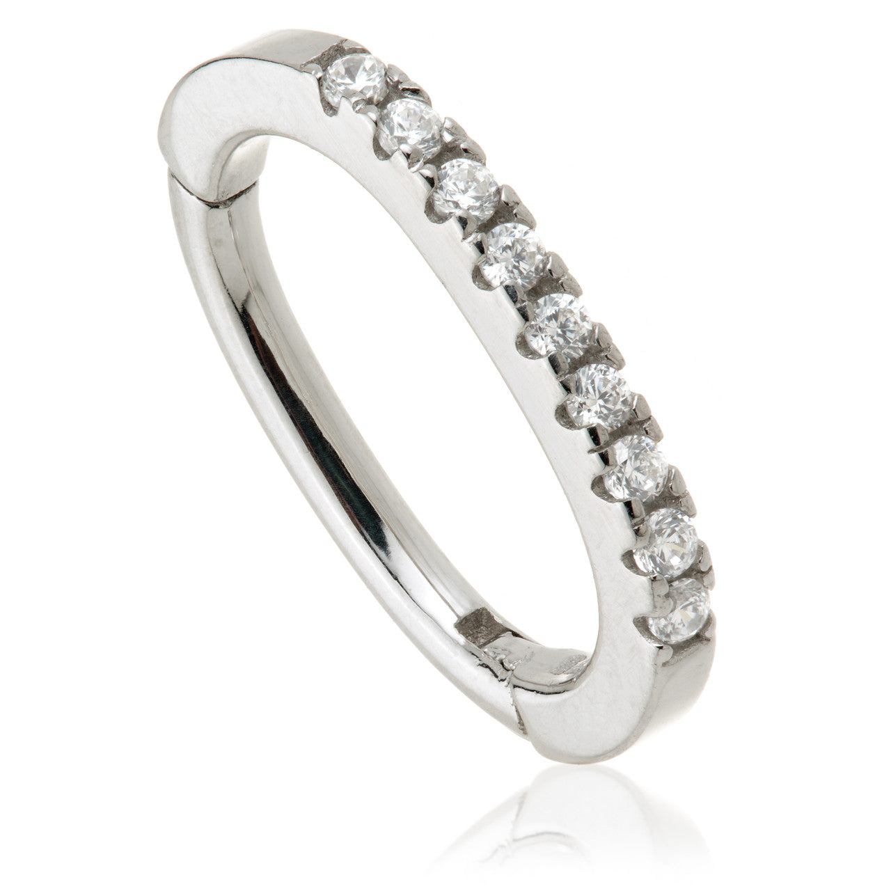 Radha Solid Gold Pave Oval Rook Hoop Earring