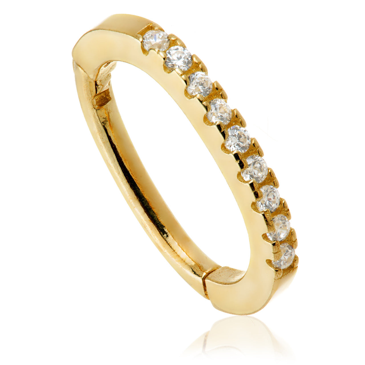 Radha Solid Gold Pave Oval Rook Hoop Earring