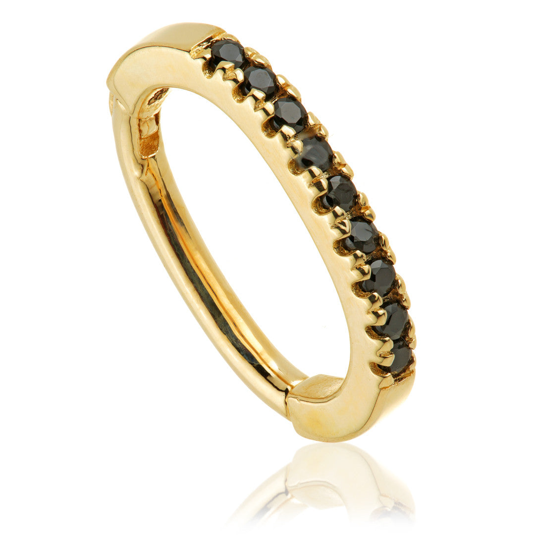 TL - Gold Black Spinel Pave Oval Rook Ring