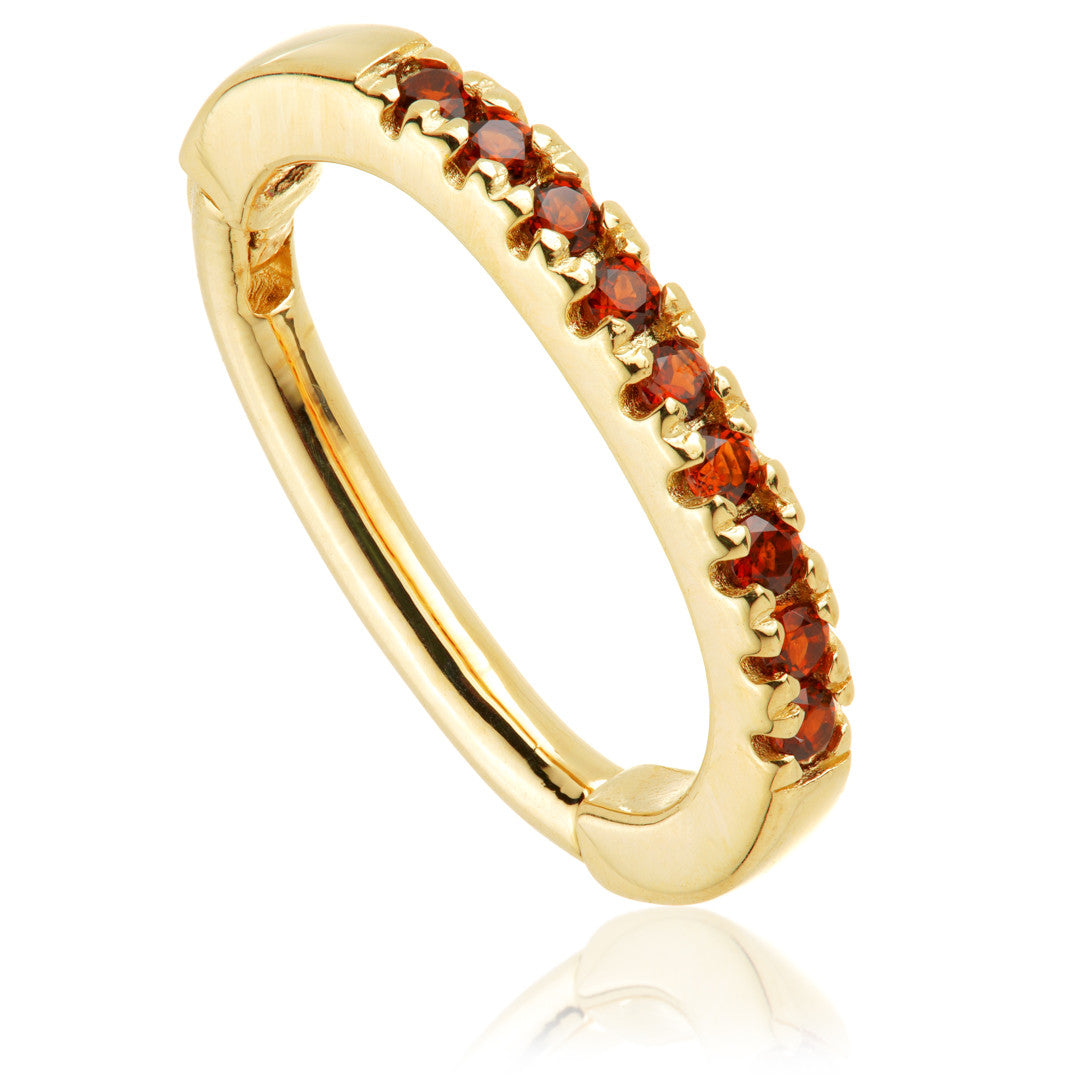 TL - Gold Garnet Pavé Oval Rook Ring
