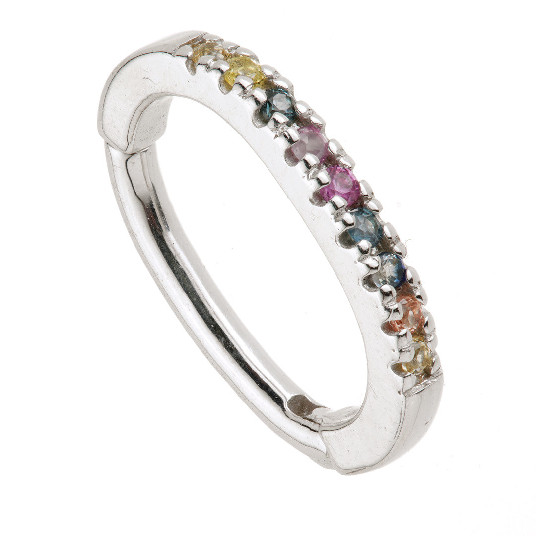 Solid 14ct Gold Multi Sapphire Pavé Oval Rook Ring