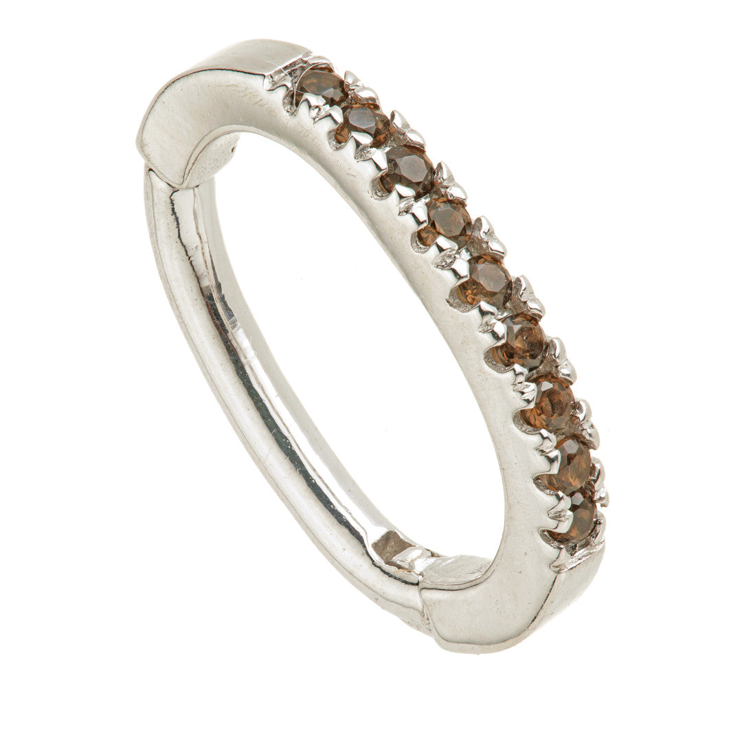 Solid 14ct Gold Smokey Quartz Pavé Oval Rook Ring