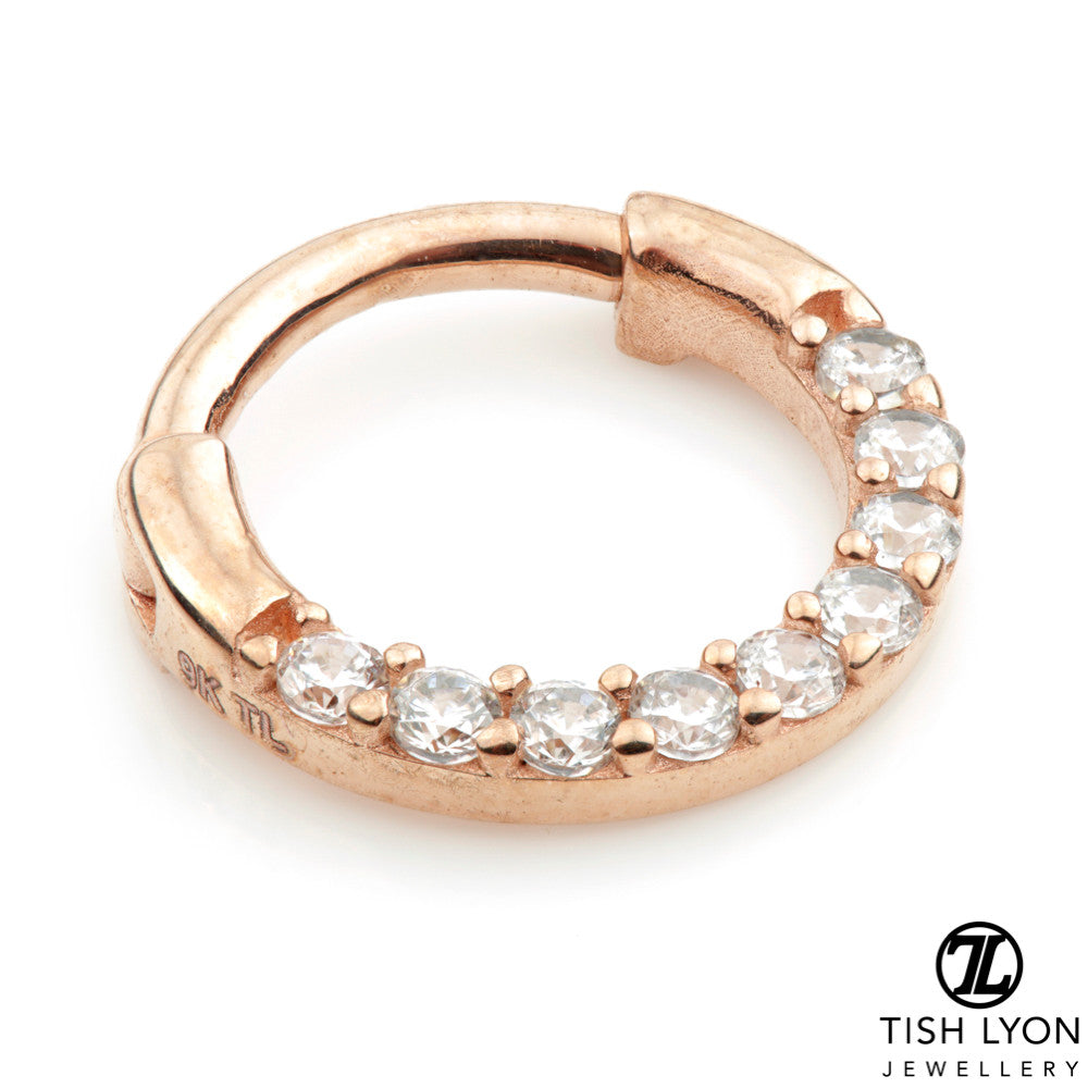 TL - 14ct Gold Pave Gems Daith Septum Ring