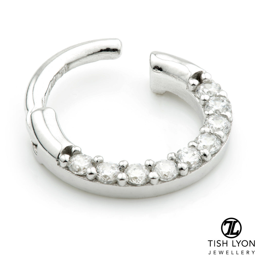 TL - 14ct Gold Pave Gems Daith Septum Ring