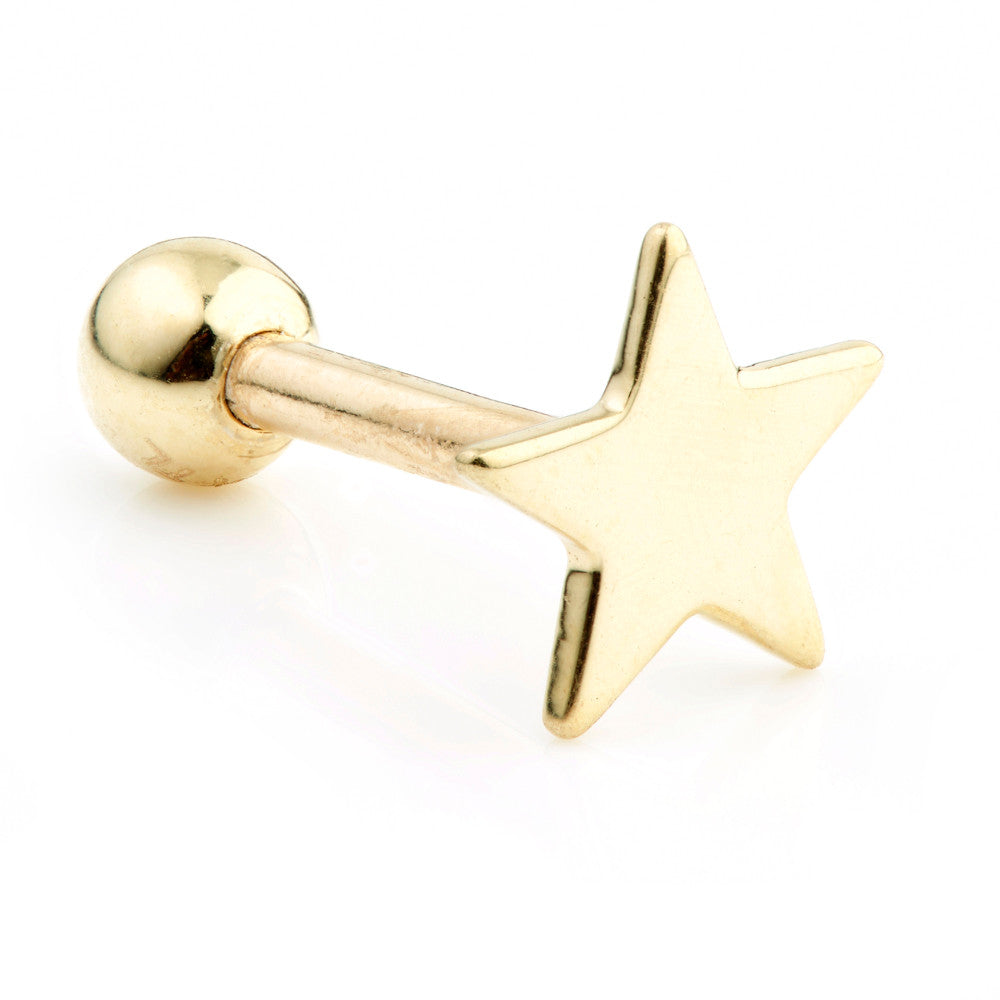 Star Disk 9 Carat Solid Gold Cartilage Barbell Earring