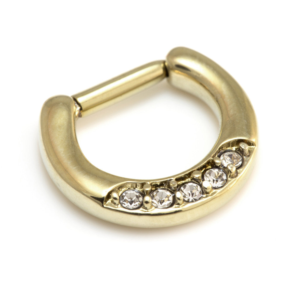 Zircon Gold Steel Pave Jewelled Septum Ring