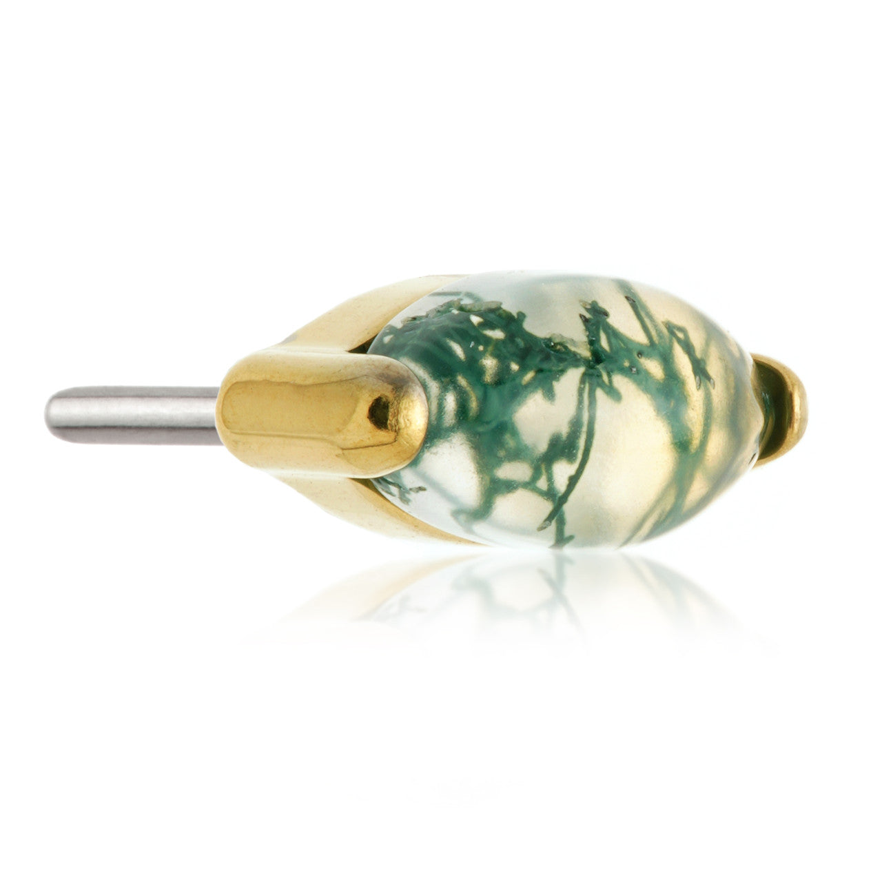Zircon Gold Ti Threadless Mini Moss Agate Marquise Attachment