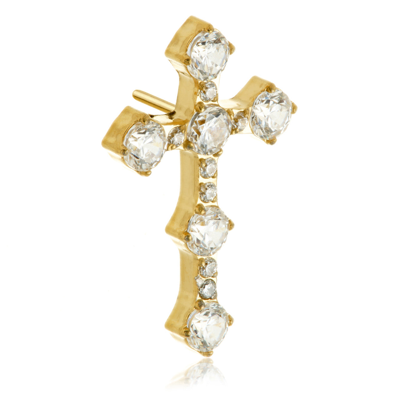 Zircon Gold Ti Threadless Jewelled Cross Attachment