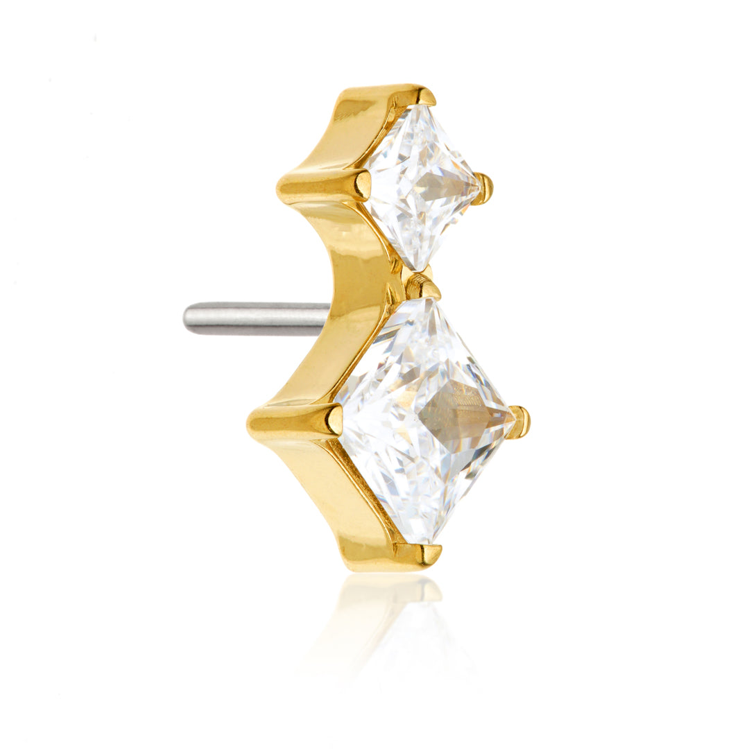 Gold PVD Ti Threadless Double Gem Attachment