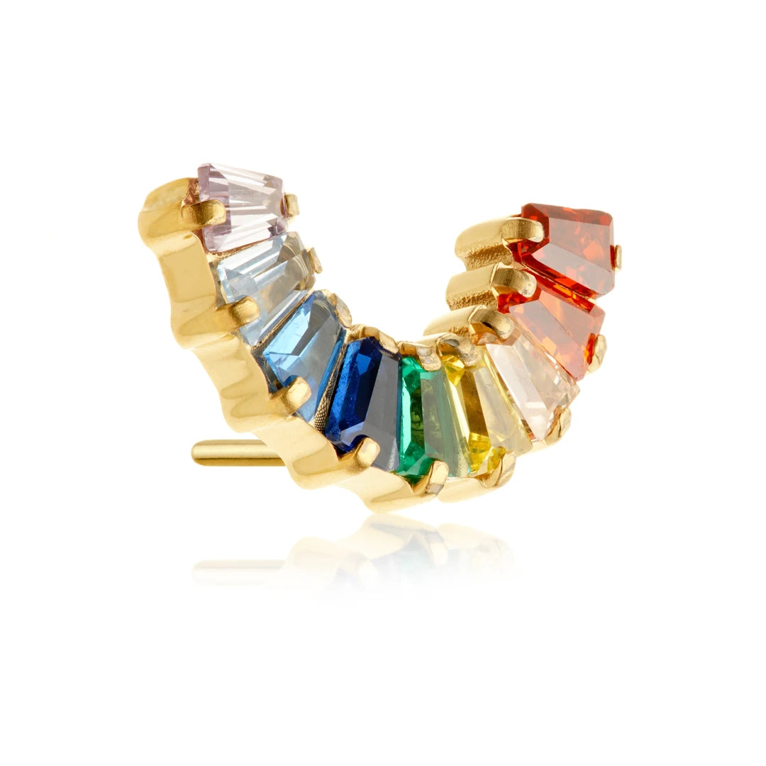 Gold PVD Ti Threadless Rainbow Multi-Coloured Gem Attachment