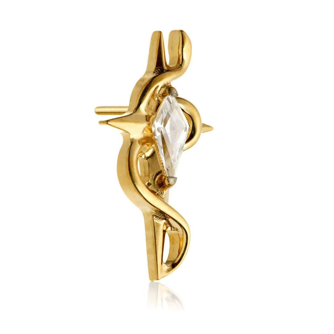 Gold PVD Ti Threadless Celestial Dagger With Snake Attachment