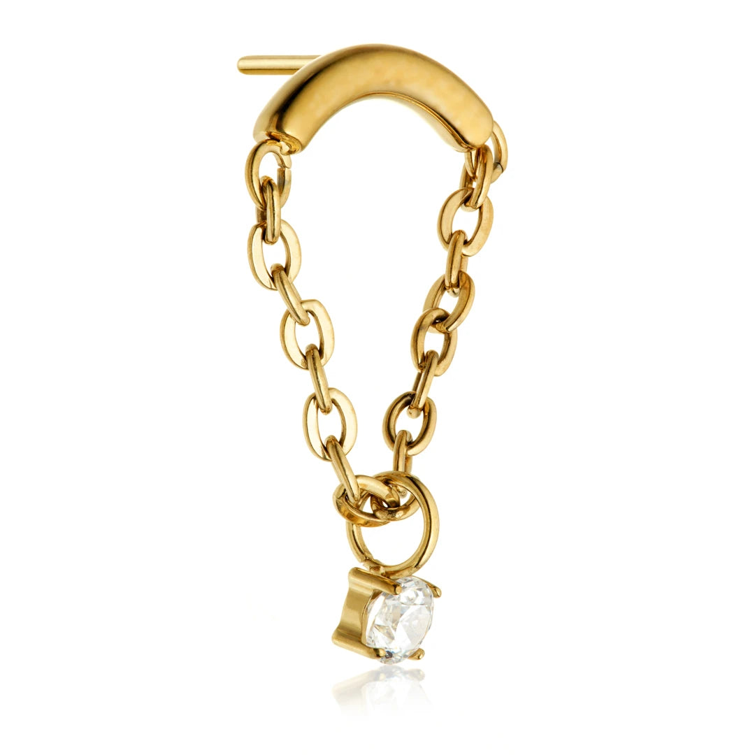 Gold PVD Ti Threadless Attachment With Prong Hanging Chain