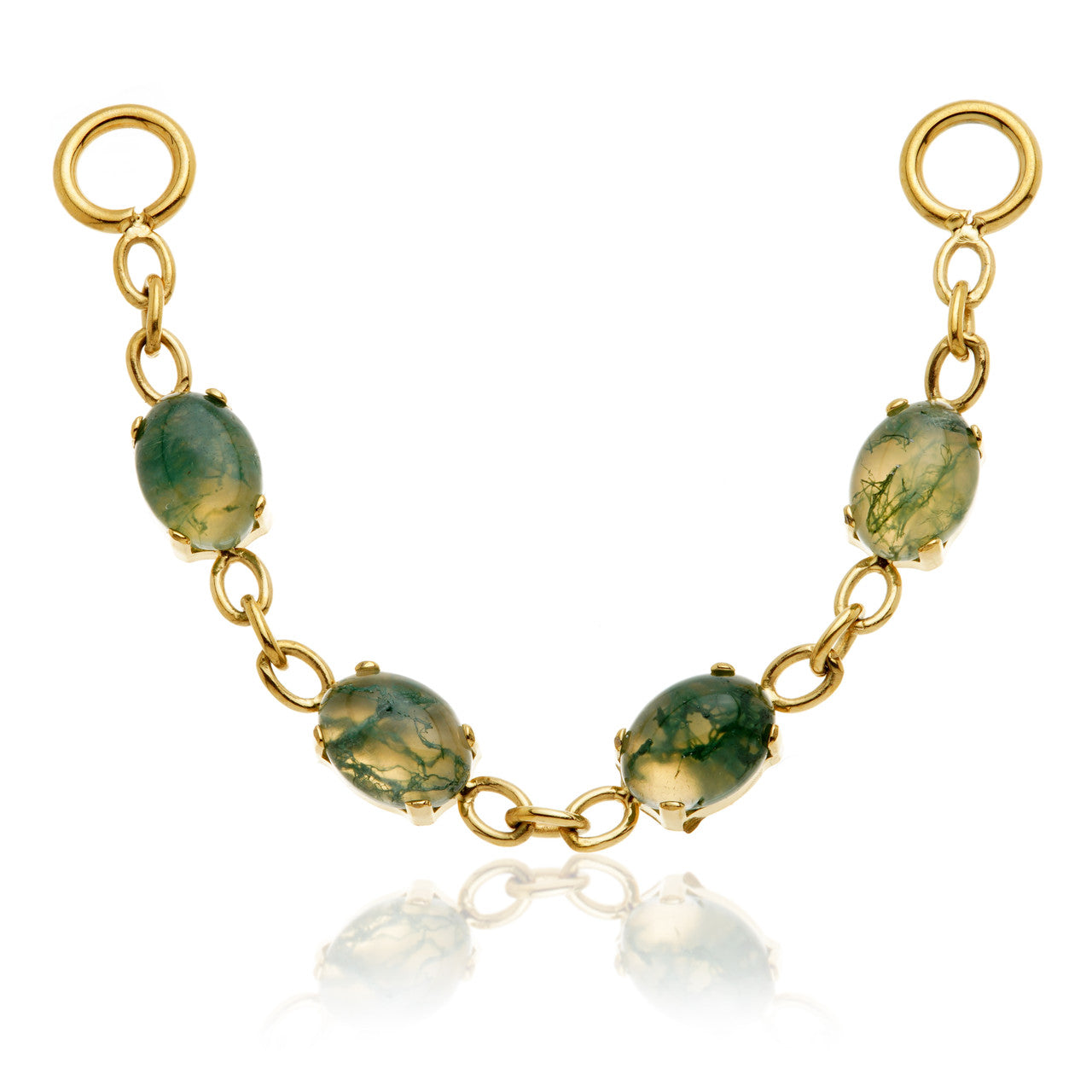 Zircon Gold Titanium Moss Agate Oval Chain Attachment