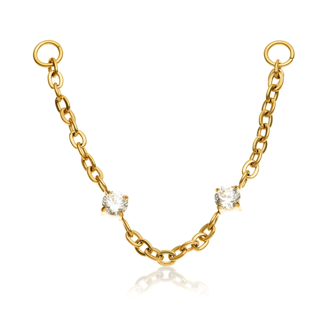 Gold PVD Titanium Double Gem Chain Attachment