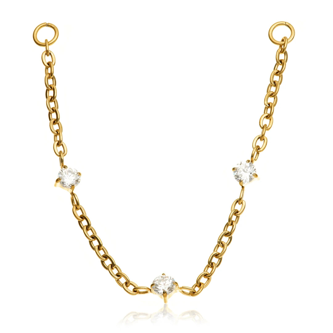 Gold PVD Titanium Triple Gem Chain Attachment