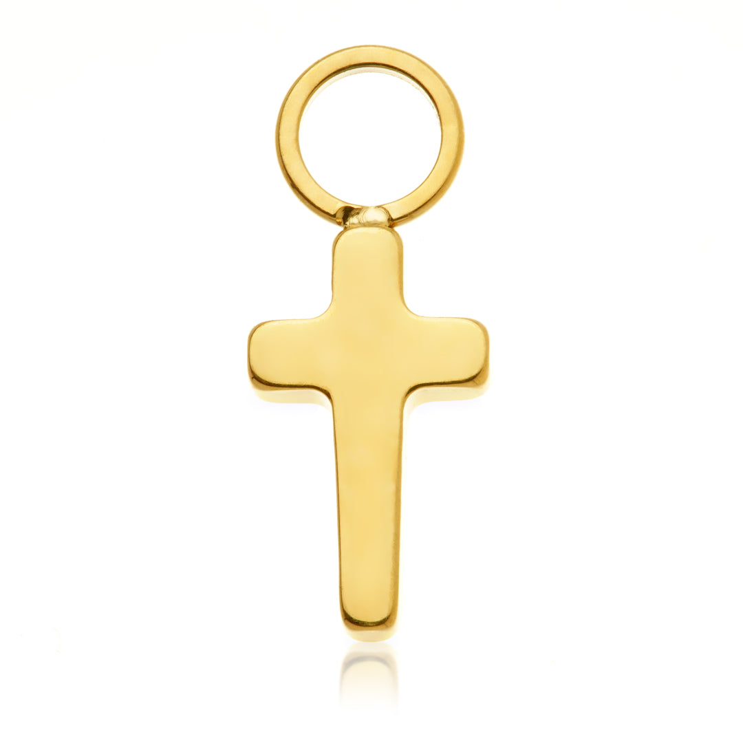 Gold PVD Ti Cross Charm Attachment