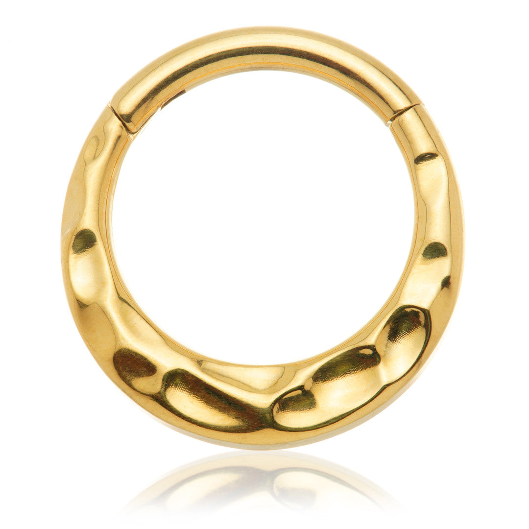 Zircon Gold Ti Couture Front Facing Hammered Hinged Ring