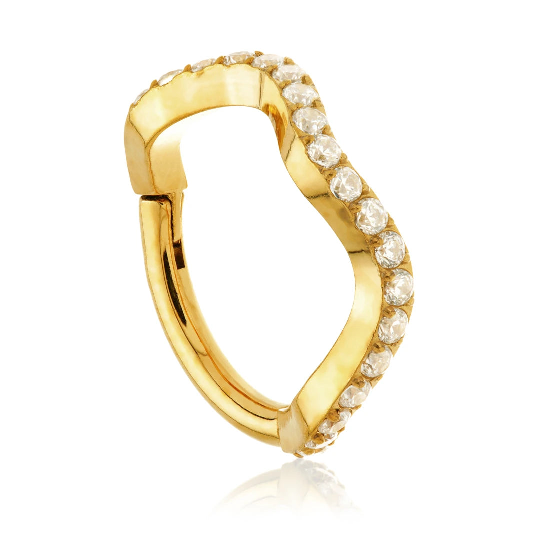 Zircon Gold Ti Couture Curved Pavé Hinge Ring