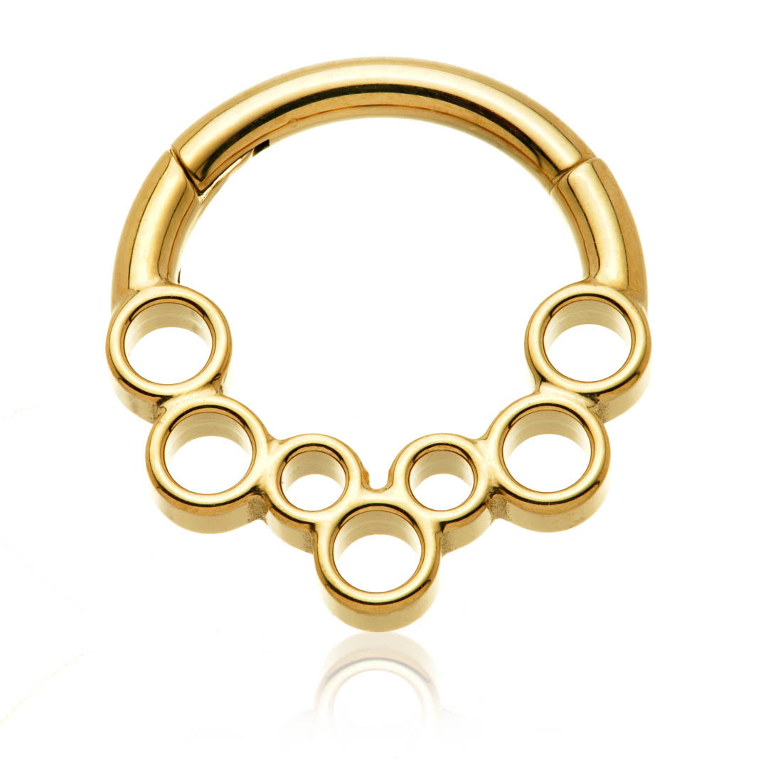 Zircon Gold Titanium Open Chain Hinged Ring