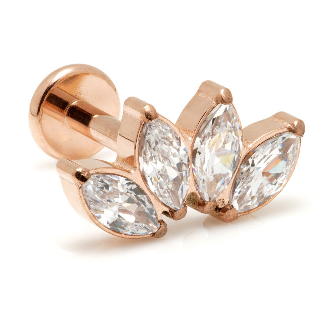 Internal Rose Gold Ti Micro Labret with Marquise Gem Cluster Attachment (1.2mm)
