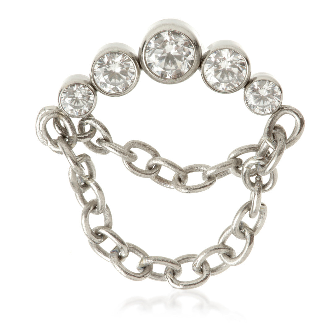 Ti Internal Bezel Crescent with Double Hanging Chain Attachment