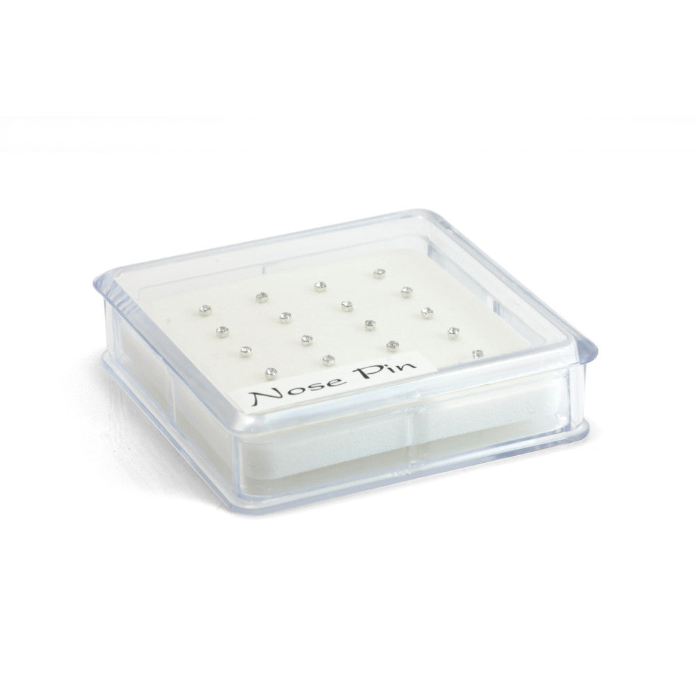 20x Silver Crystal Gems - Straight Ball Back - in Box