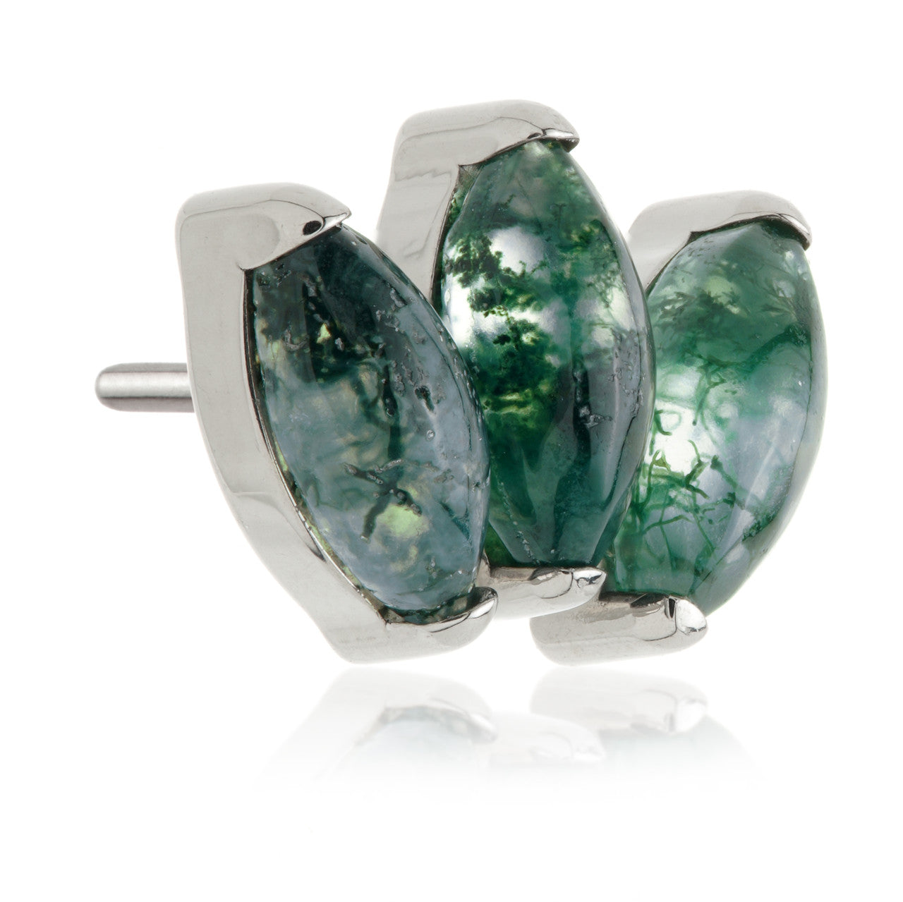 Ti Threadless Triple Marquise Attachment with Moss Agate Stone