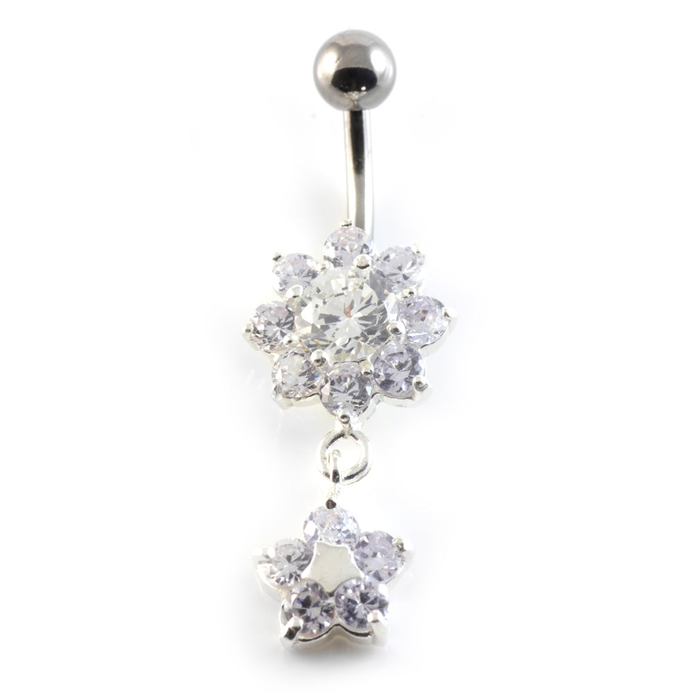 Flower Drop Flower Silver & Steel Navel