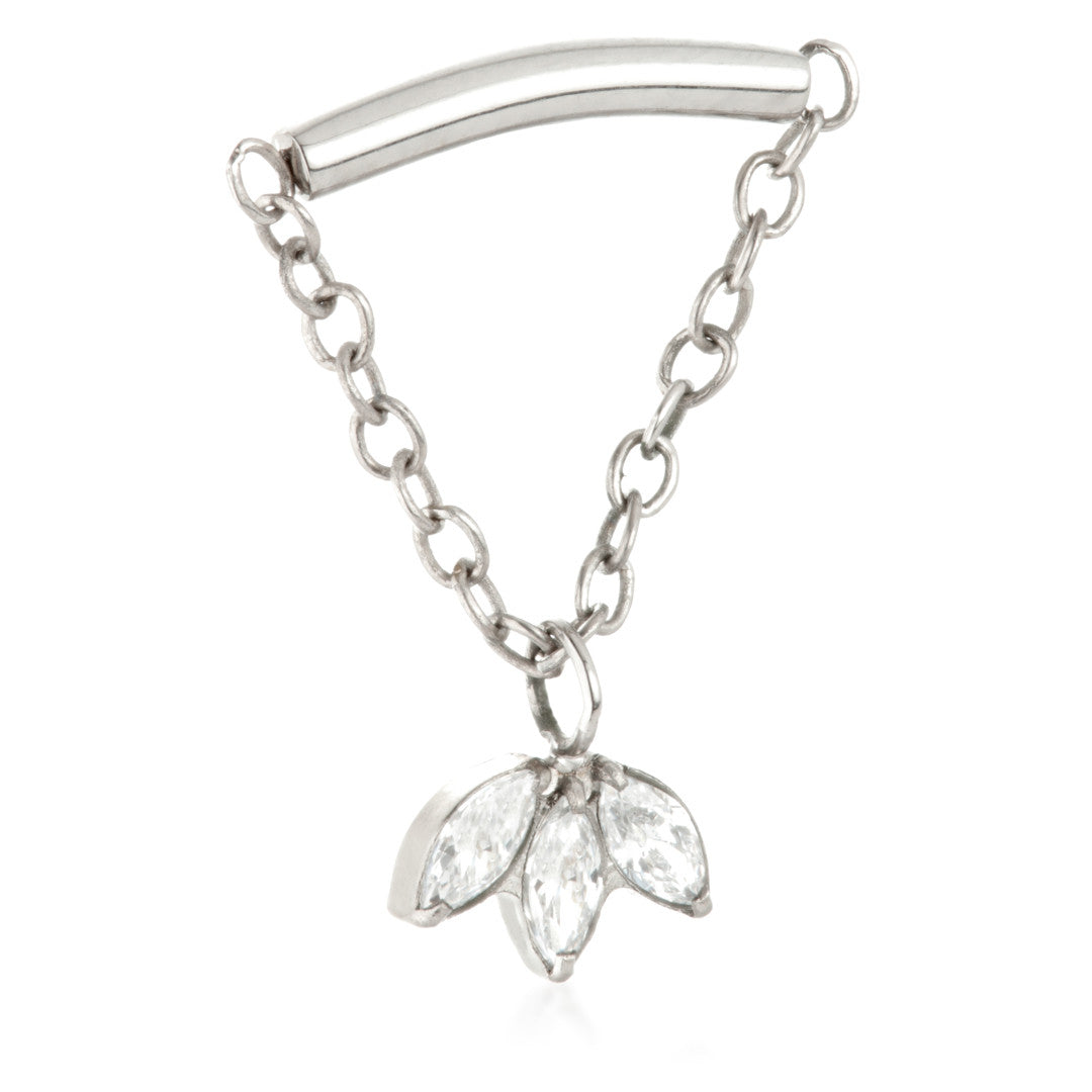 Ti Internal Curved Bar with Hanging Marquise Attachment
