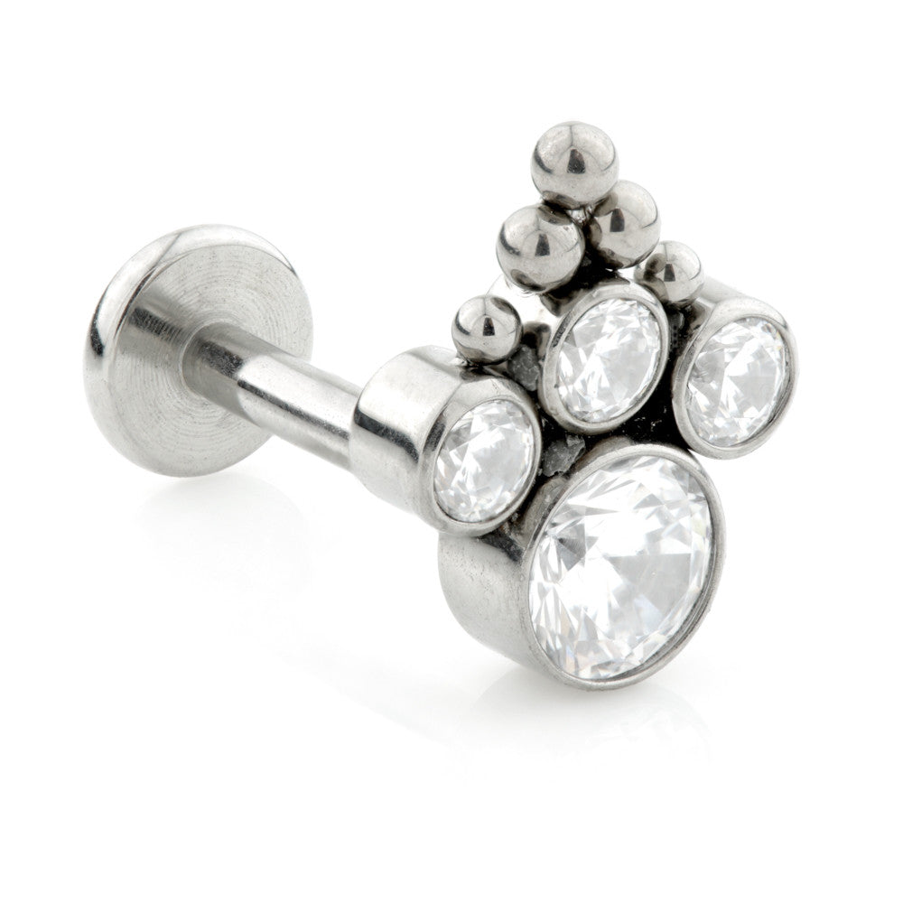 Internal Ti Micro Labret With Caeli Gem Cluster